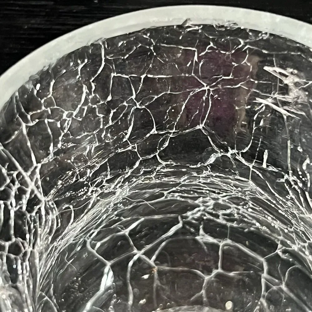 Set of 2Vintage Clear Crackle Glass Candle Holder/Votive- Wedding-Party-Romance